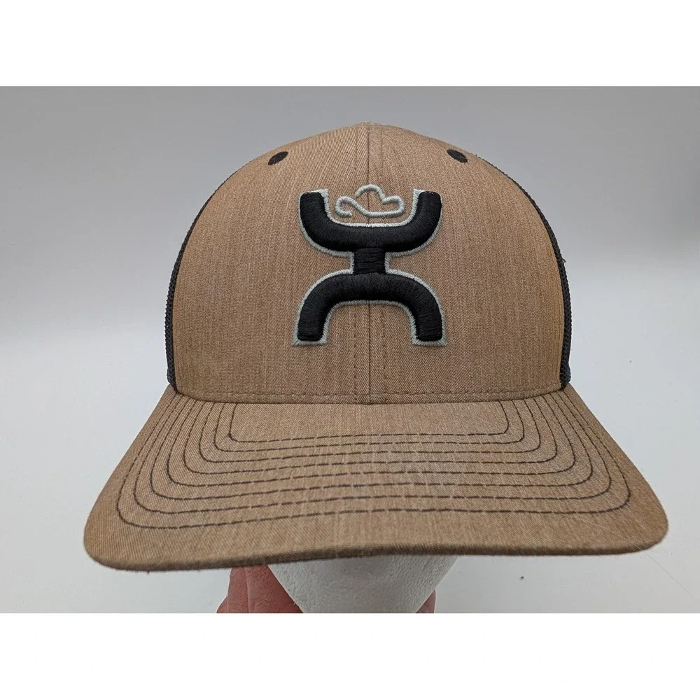 Hooey Brown Black Mesh Snapback Trucker Hat Embroidered Logo Mens Hat